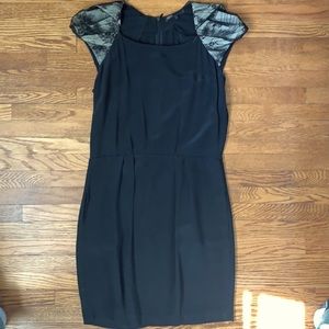 MAJE Black Puff Sleeve Silk Dress